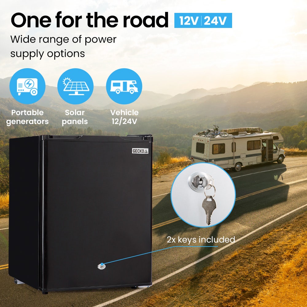 GECKO 70L Portable Bar Fridge and Freezer 12V/24V Black