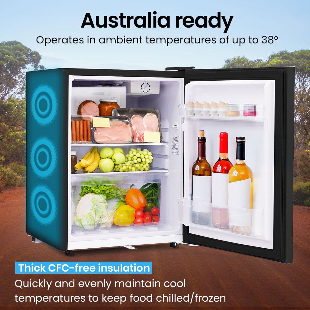 GECKO 70L Portable Bar Fridge and Freezer 12V/24V Black