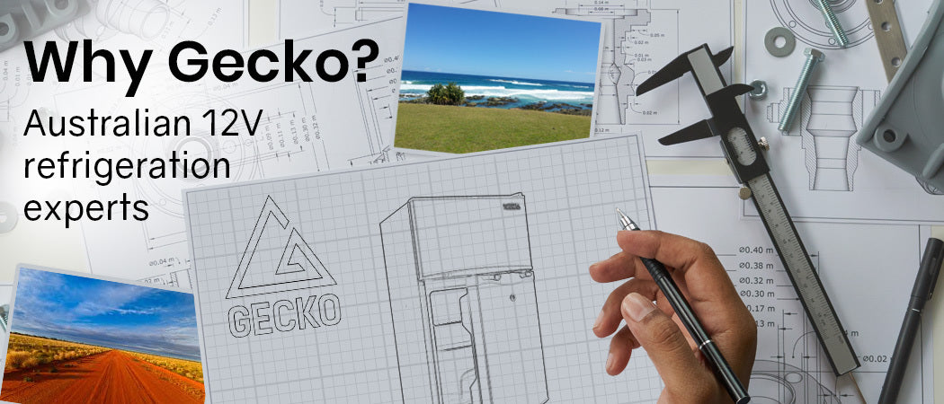 GECKO 95L Portable Upright Fridge, 12V/24V for Motorhome, Caravan, Black