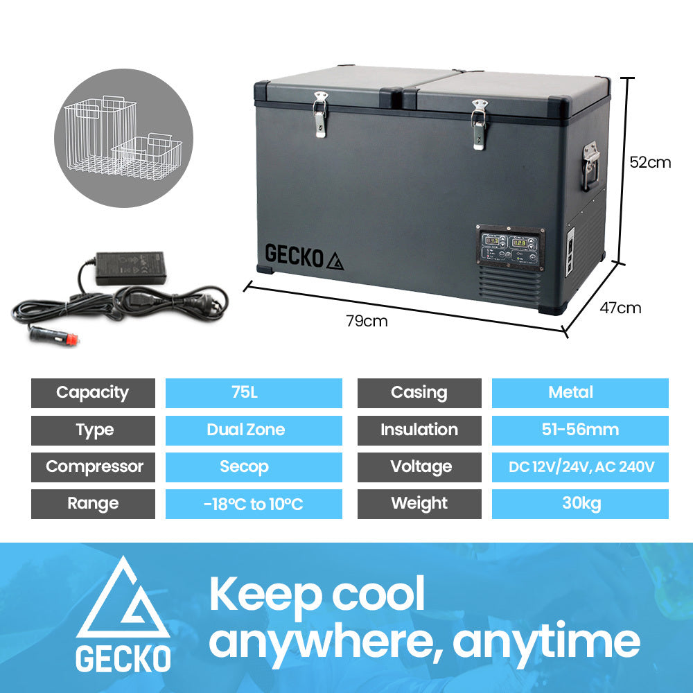 GECKO 75L Dual Zone Portable Fridge / Freezer