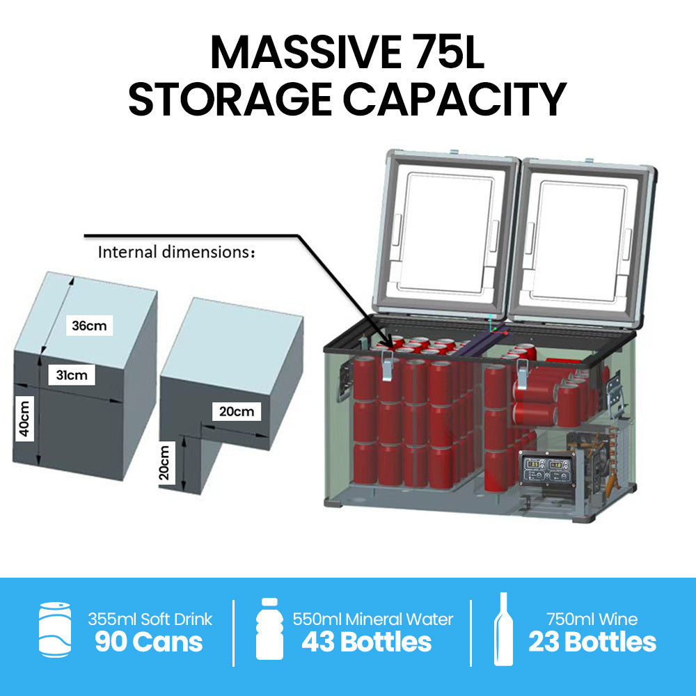 GECKO 75L Dual Zone Portable Fridge / Freezer