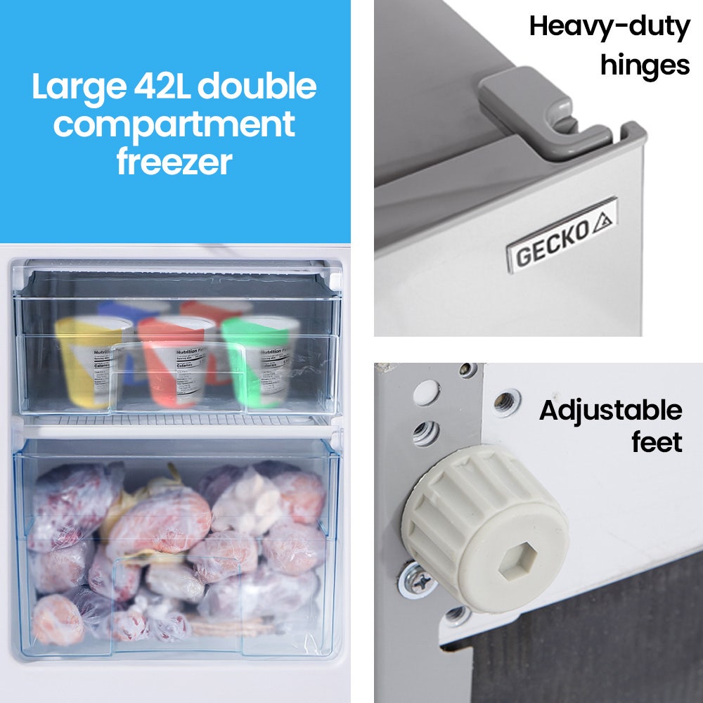 GECKO 119L Upright Portable Fridge / Freezer, 12V/24V Silver
