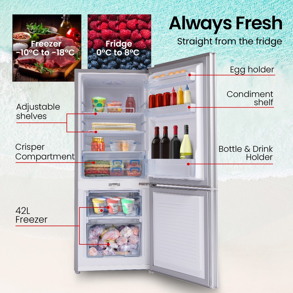 GECKO 139L Upright Portable Fridge / Freezer, 12V/24V Silver