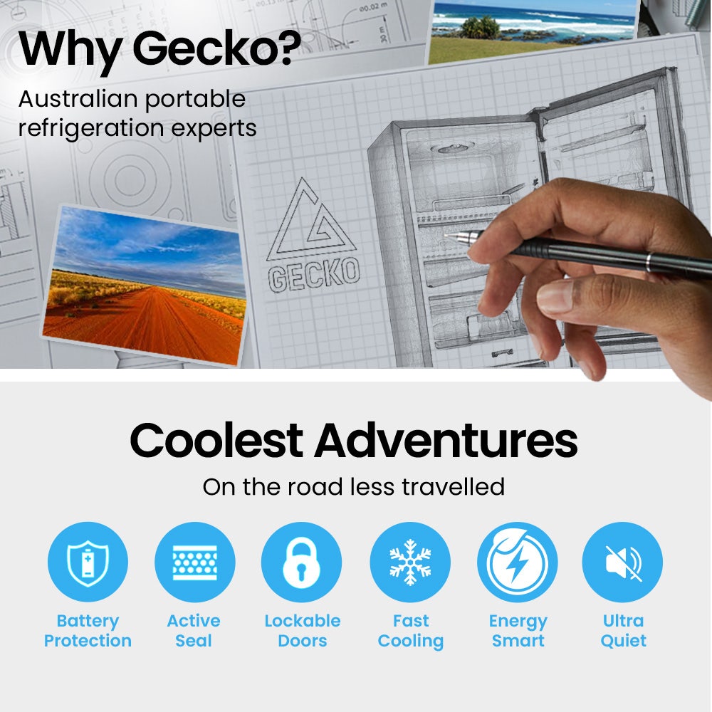 GECKO 139L Upright Portable Fridge / Freezer, 12V/24V Silver