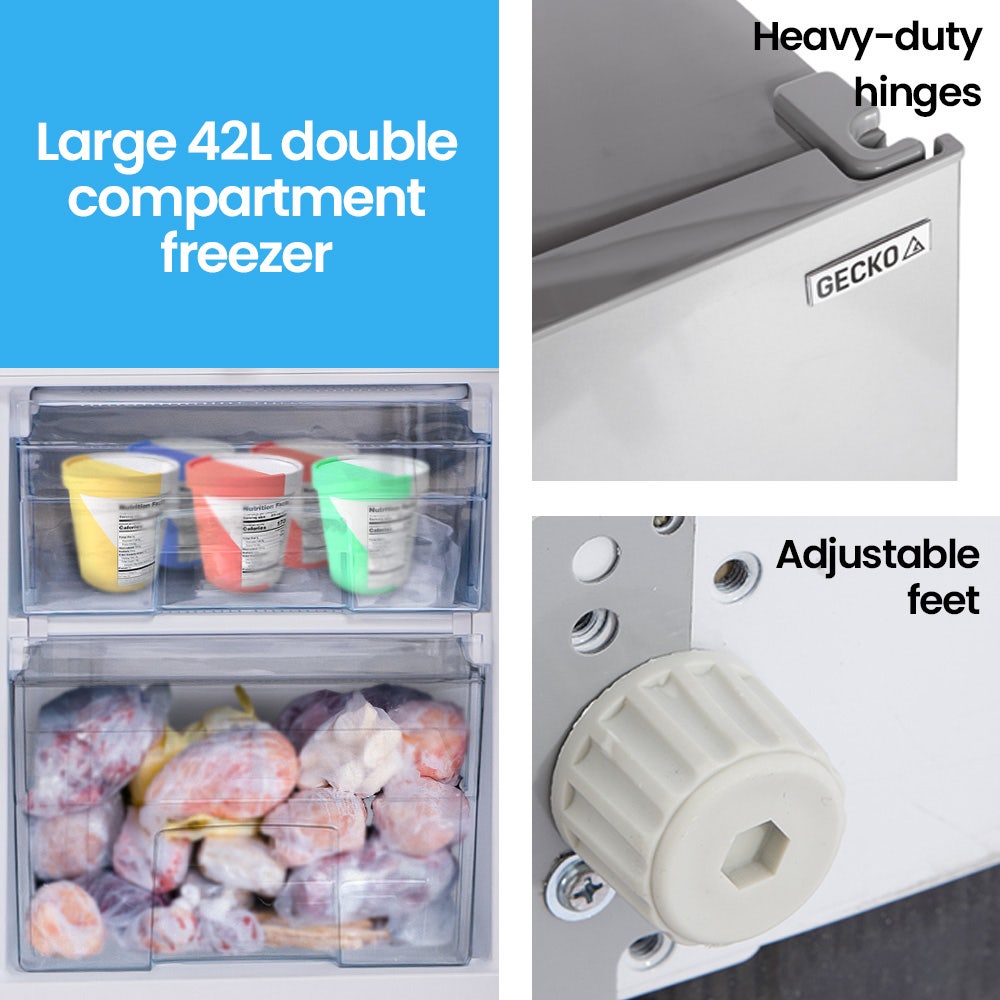 GECKO 139L Upright Portable Fridge / Freezer, 12V/24V Silver