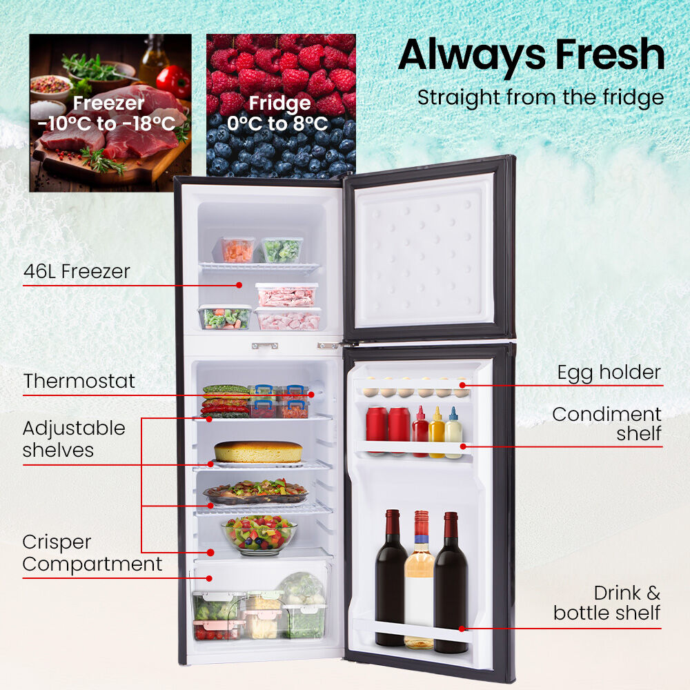 GECKO 142L Upright Portable Fridge / Freezer, 12V/24V Black