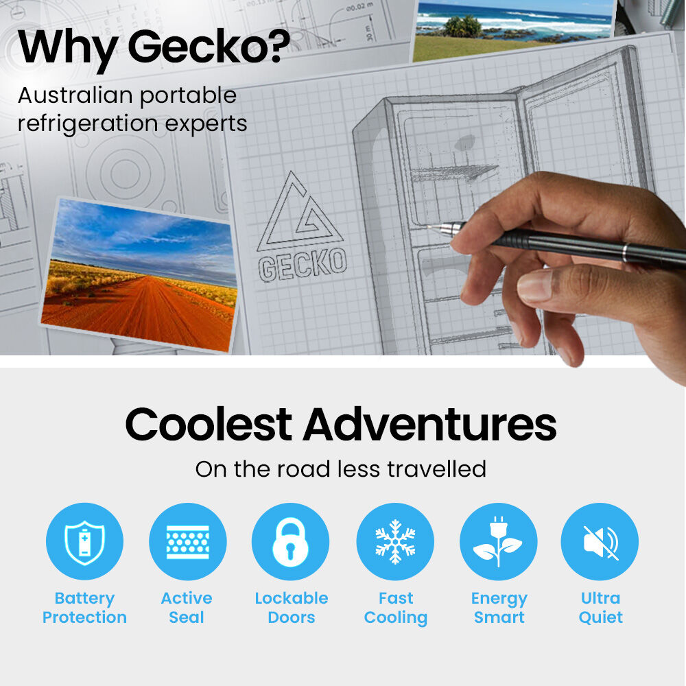 GECKO 142L Upright Portable Fridge / Freezer, 12V/24V Silver