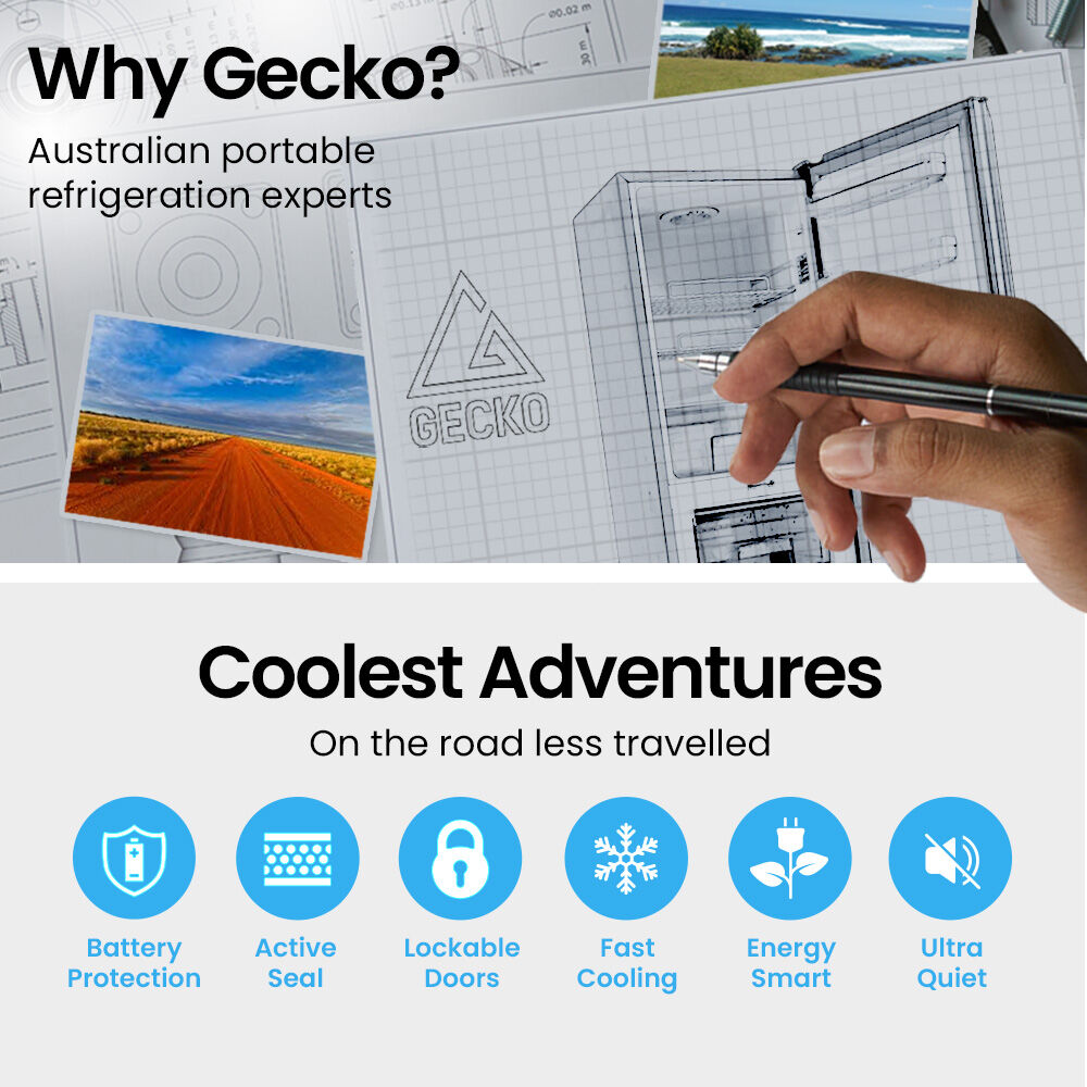 GECKO 160L Upright Portable Fridge / Freezer, 12V/24V Silver