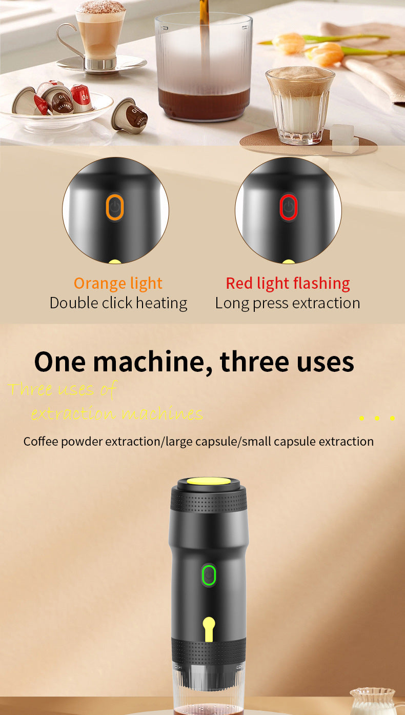 Silver 3-in-1 Portable Rechargeable Espresso Maker