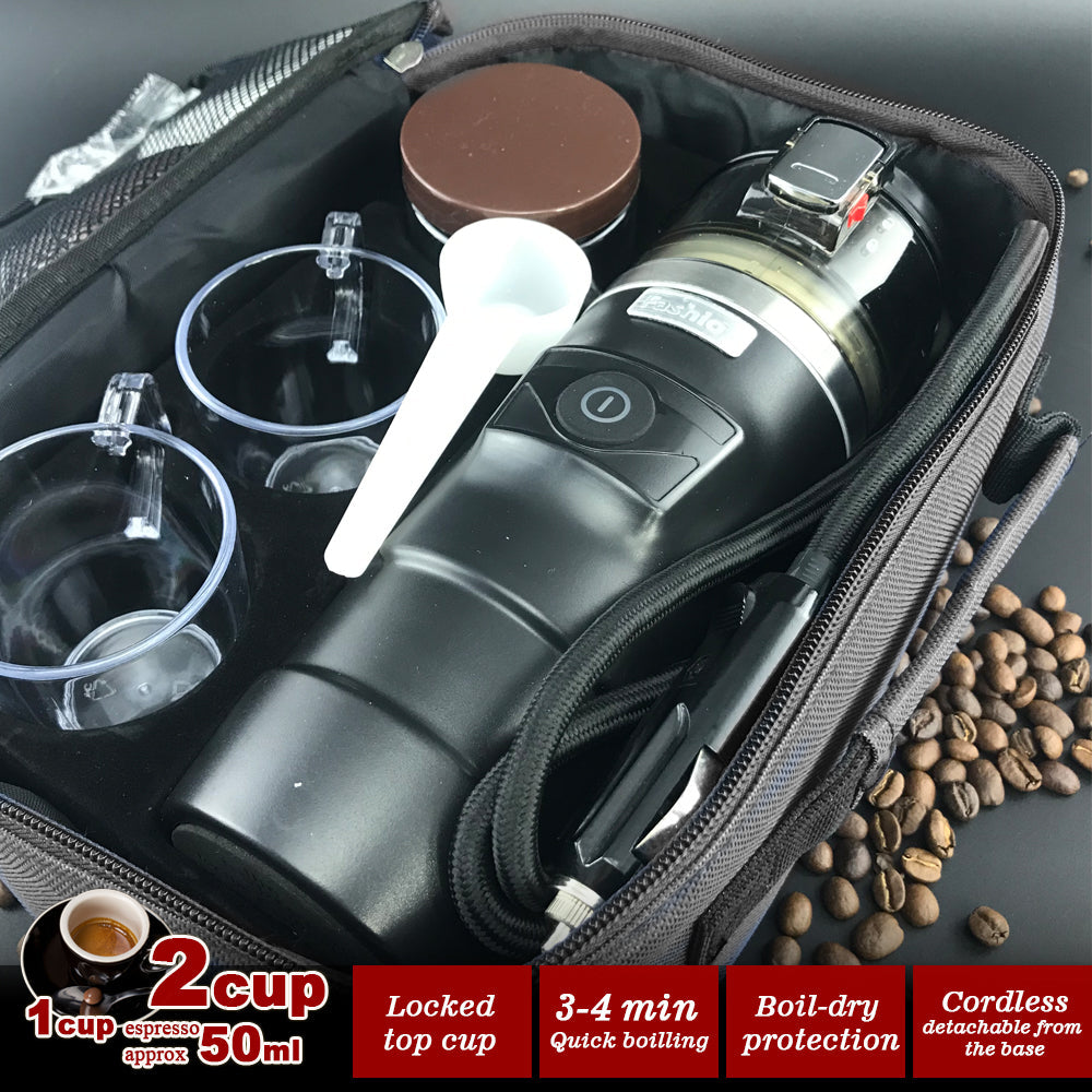 12V Car Espresso Moka Coffee Maker Set With 2Cups