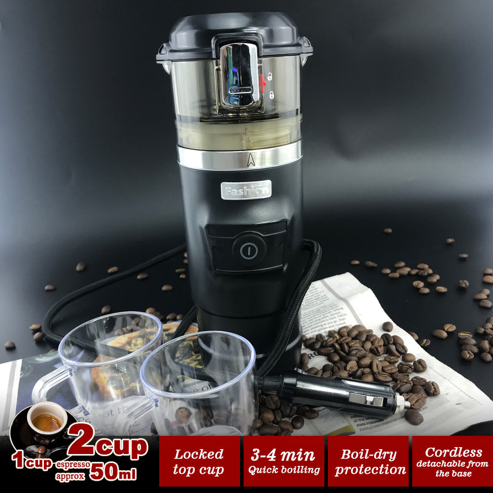12V Car Espresso Moka Coffee Maker Set With 2Cups
