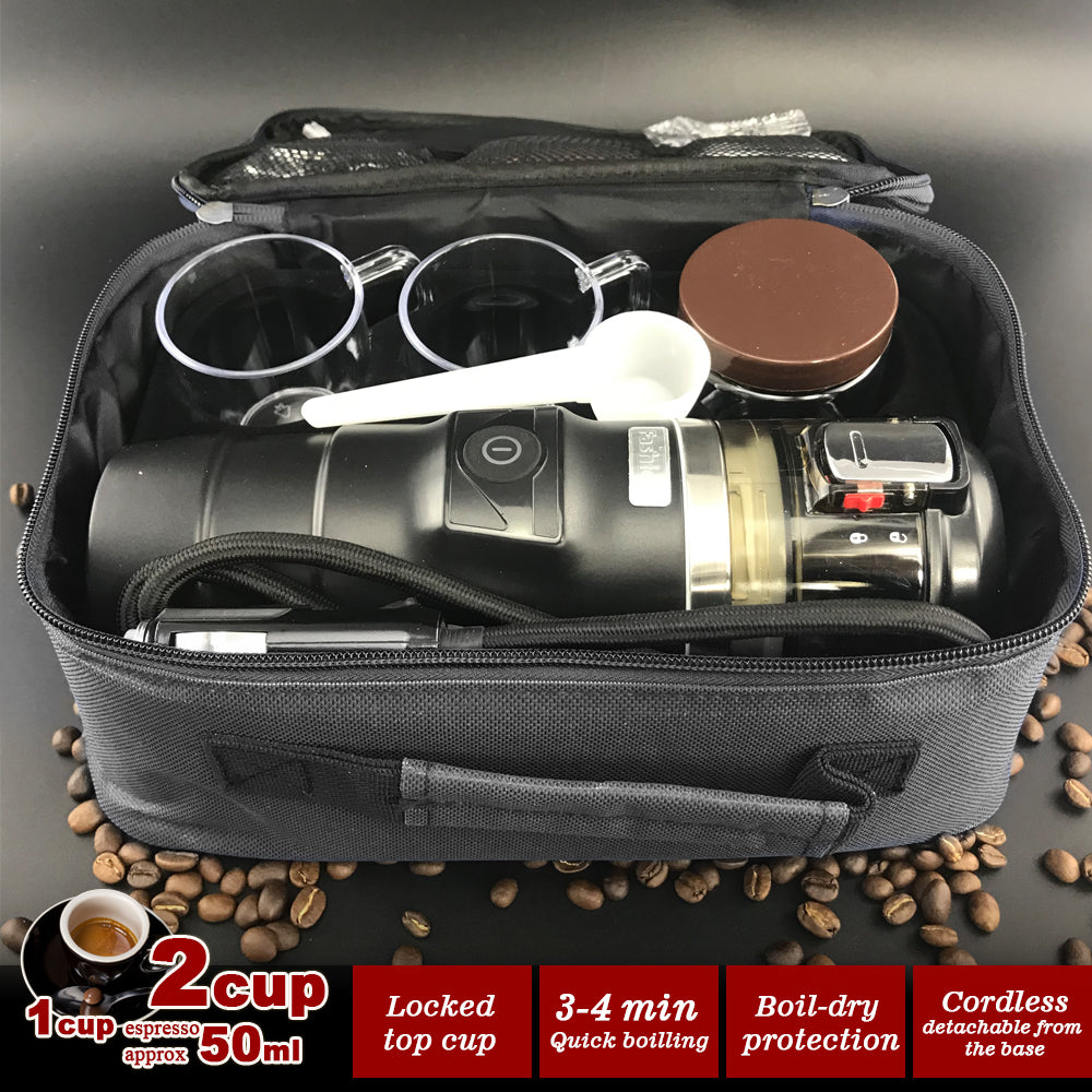 12V Car Espresso Moka Coffee Maker Set With 2Cups