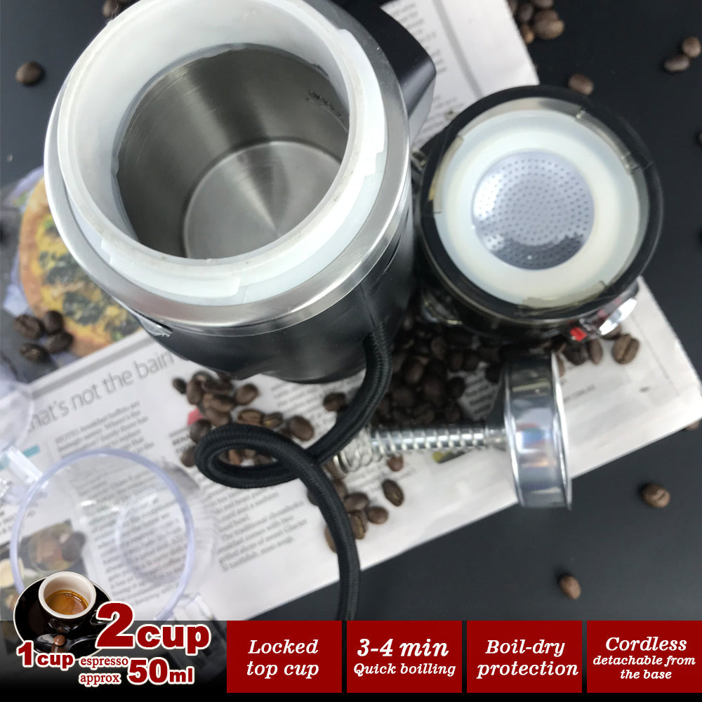 12V Car Espresso Moka Coffee Maker Set With 2Cups