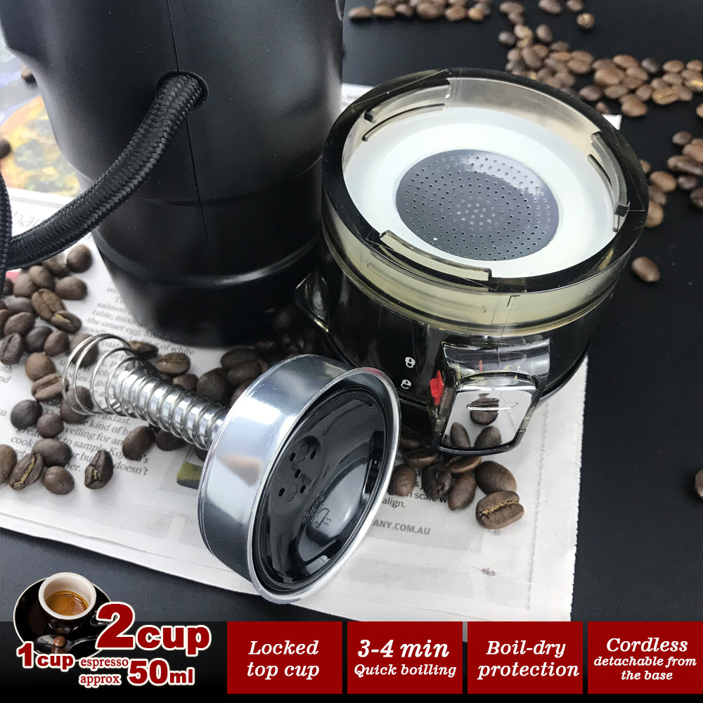 12V Car Espresso Moka Coffee Maker Set With 2Cups