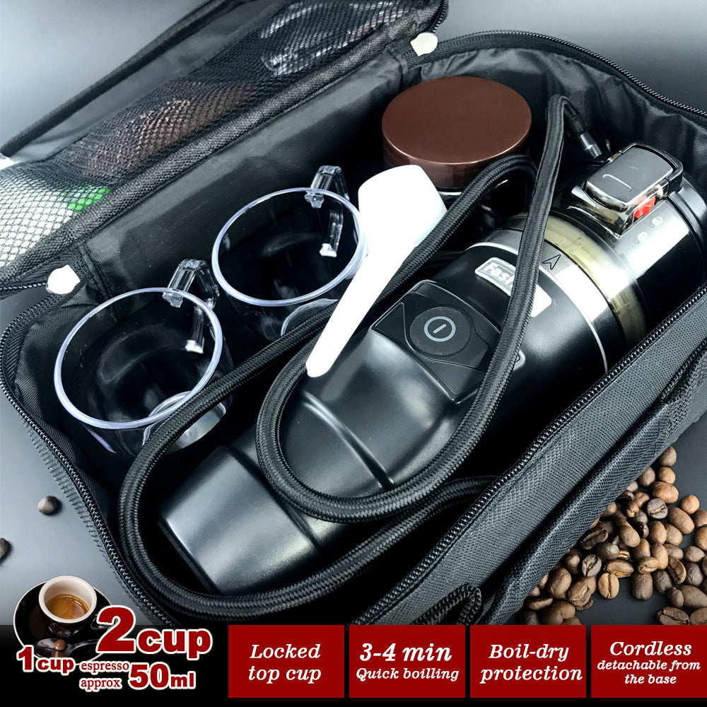 12V Car Espresso Moka Coffee Maker Set With 2Cups