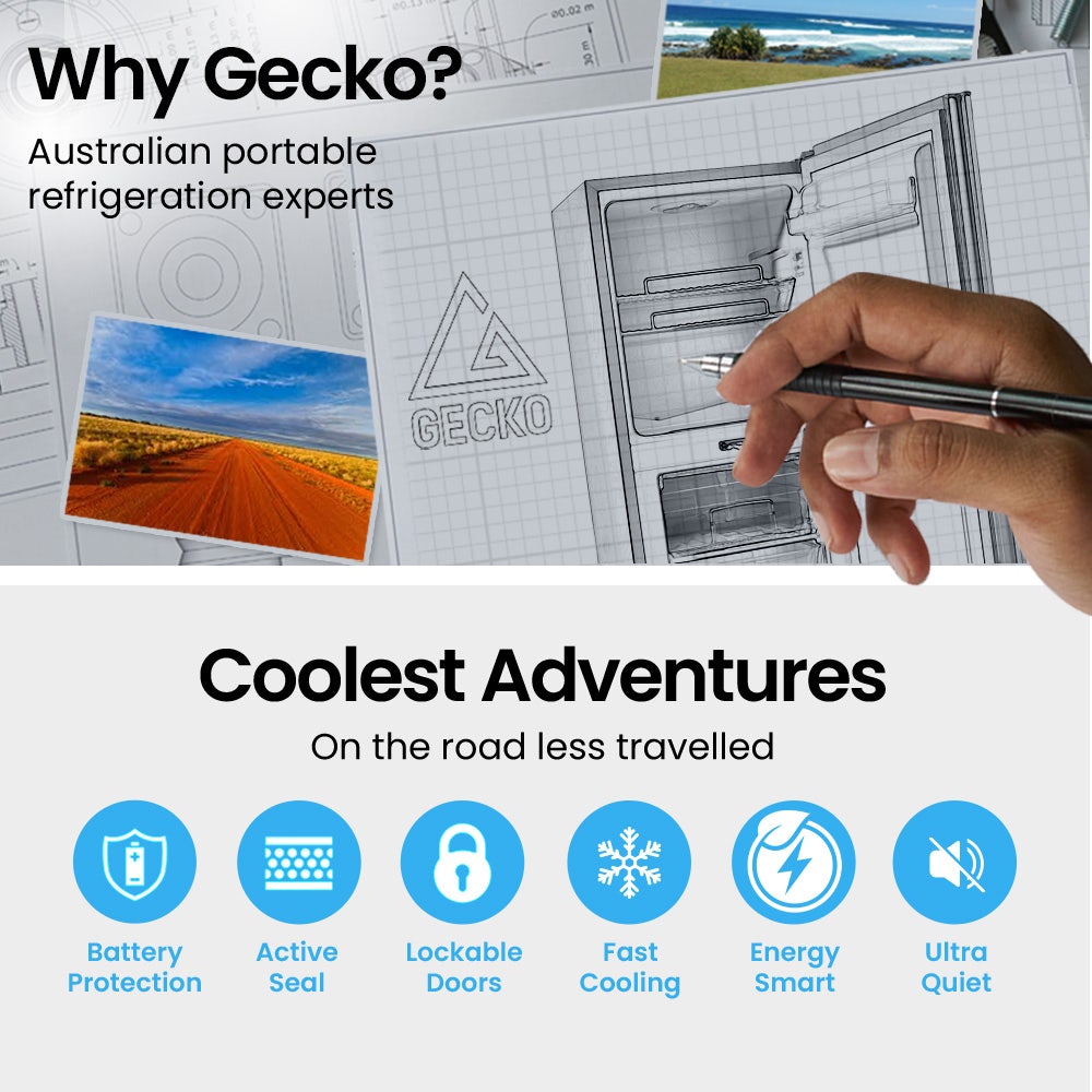GECKO 119L Upright Portable Fridge / Freezer, 12V/24V Silver